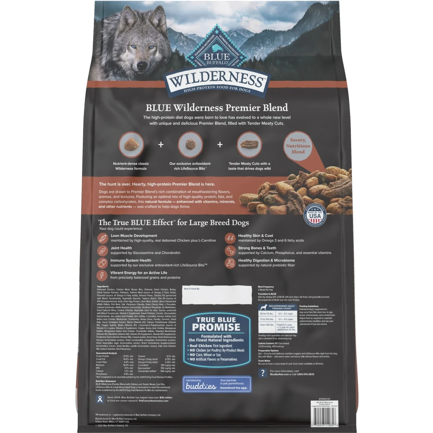 Blue Buffalo Blue Wilderness Premier Blend With Meaty Cuts Chicken Large Breed Adult Dry Dog Food, 24-lb Bag 2 Blue Buffalo Blue Wilderness Premier Blend With Meaty Cuts Chicken Large Breed Adult Dry Dog Food, 24-lb Bag - Image 2