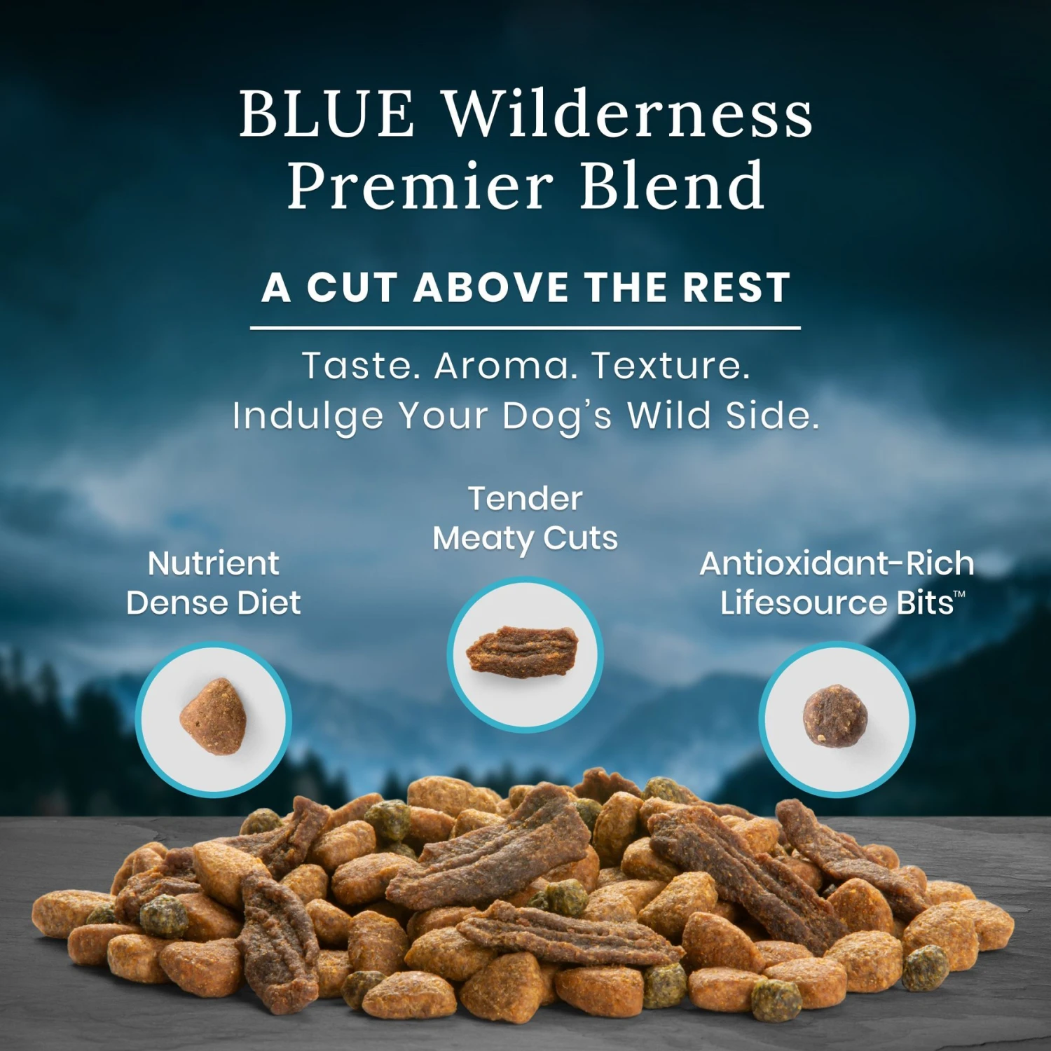 Blue Buffalo Blue Wilderness Premier Blend With Meaty Cuts Chicken Large Breed Adult Dry Dog Food, 24-lb Bag 3 Blue Buffalo Blue Wilderness Premier Blend With Meaty Cuts Chicken Large Breed Adult Dry Dog Food, 24-lb Bag - Image 3