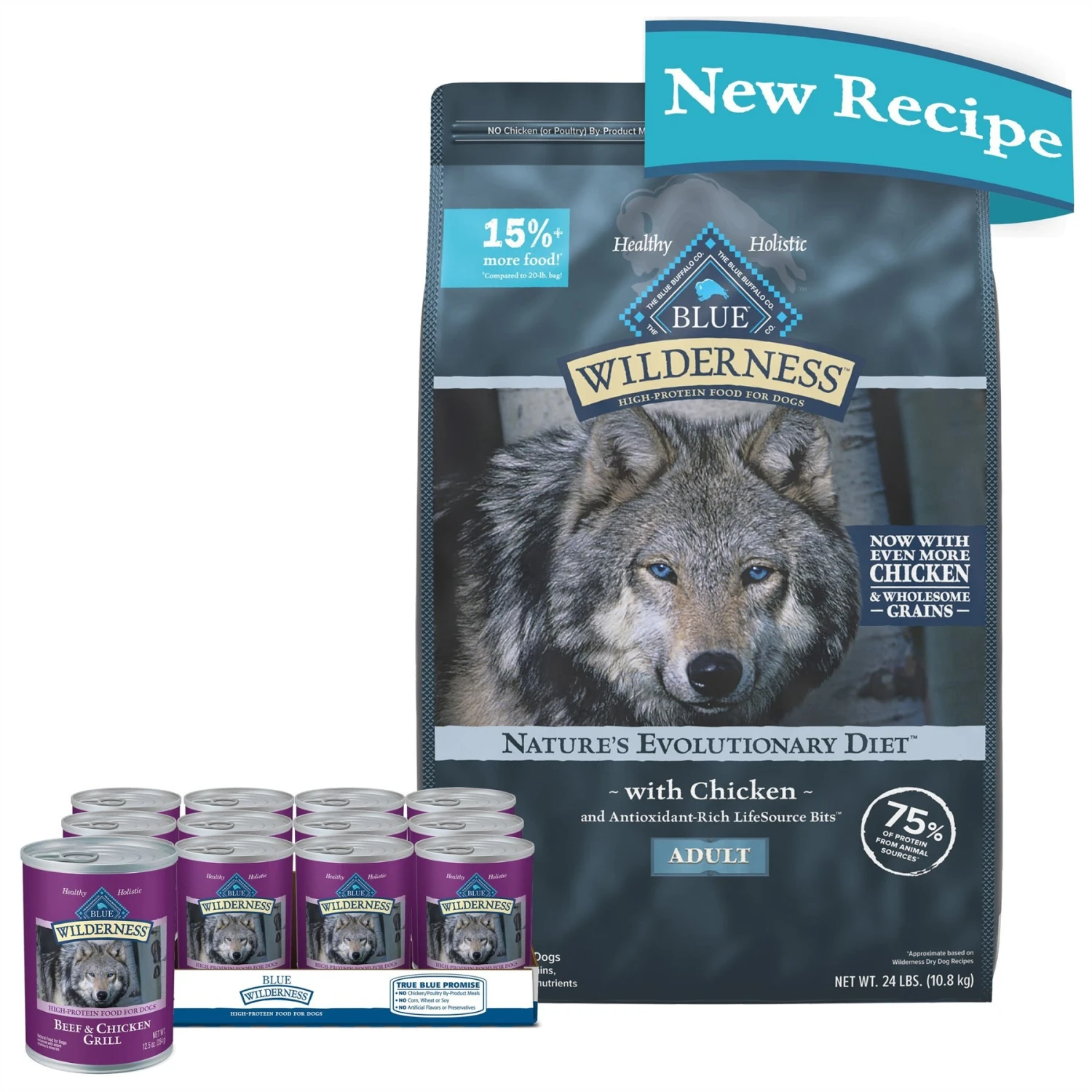 Blue Buffalo Wilderness Adult High Protein Natural Chicken & Wholesome Grains Dry Dog Food & Blue Buffalo Wilderness Beef & Chicken Grill Grain-Free Canned Dog Food 1 Blue Buffalo Wilderness Adult High Protein Natural Chicken & Wholesome Grains Dry Dog Food & Blue Buffalo Wilderness Beef & Chicken Grill Grain-Free Canned Dog Food