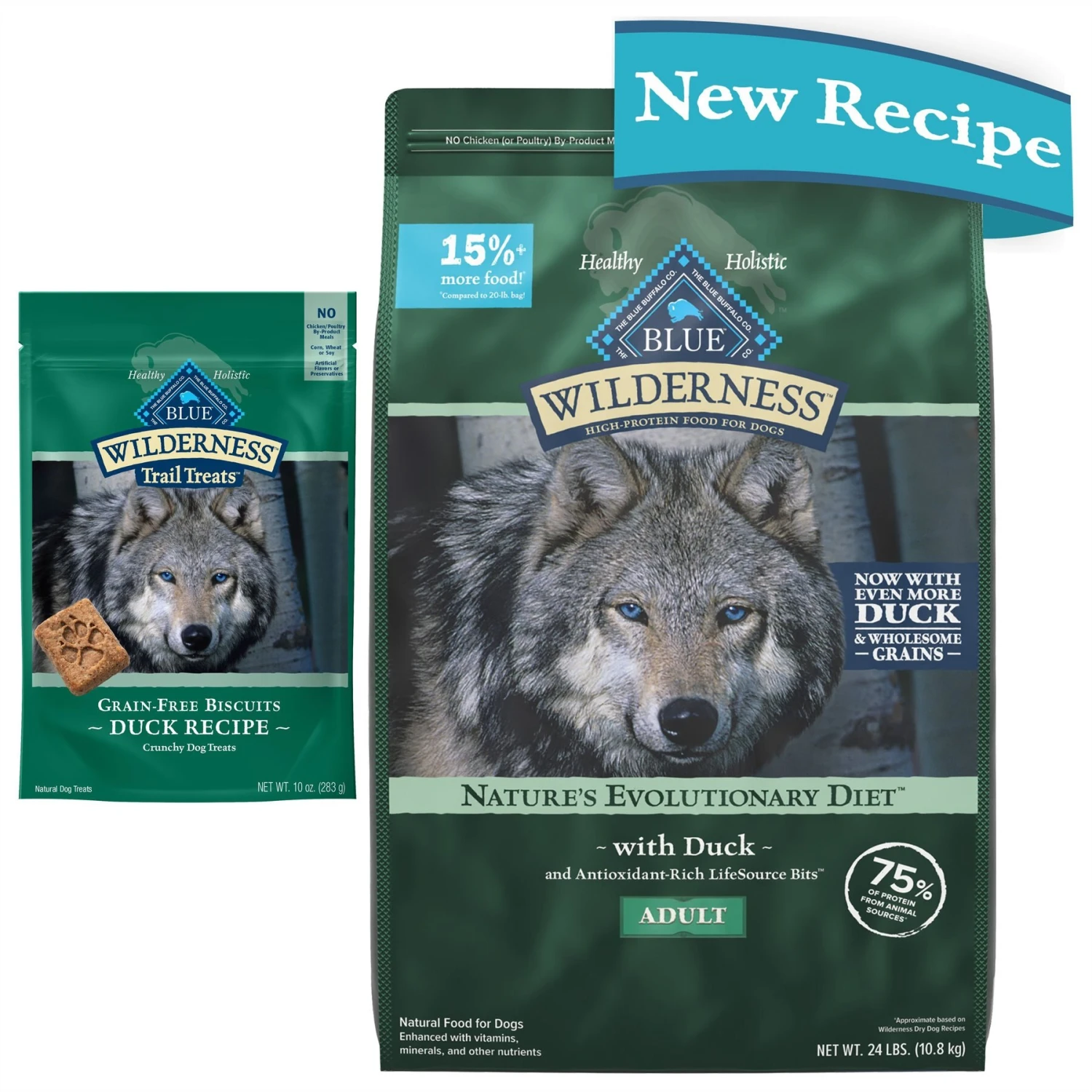 Blue Buffalo Wilderness Adult High Protein Natural Duck & Wholesome Grains Dry Dog Food & Blue Buffalo Wilderness Trail Treats Grain-Free Duck Biscuits Dog Treats 1 Blue Buffalo Wilderness Adult High Protein Natural Duck & Wholesome Grains Dry Dog Food & Blue Buffalo Wilderness Trail Treats Grain-Free Duck Biscuits Dog Treats