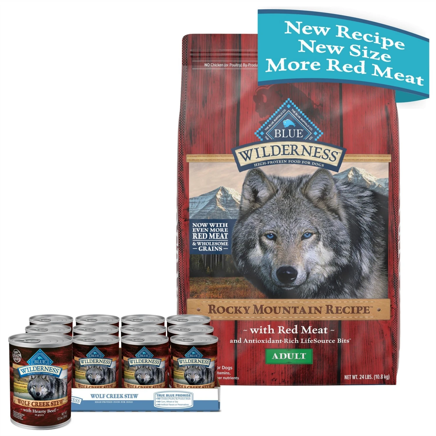 Blue Buffalo Wilderness Rocky Mountain Recipe Adult High Protein Natural Red Meat & Grain Dry Dog Food & Blue Buffalo Wilderness Wolf Creek Stew Hearty Beef Stew Grain-Free Adult Canned Dog Food 2 Blue Buffalo Wilderness Rocky Mountain Recipe Adult High Protein Natural Red Meat & Grain Dry Dog Food & Blue Buffalo Wilderness Wolf Creek Stew Hearty Beef Stew Grain-Free Adult Canned Dog Food - Image 2