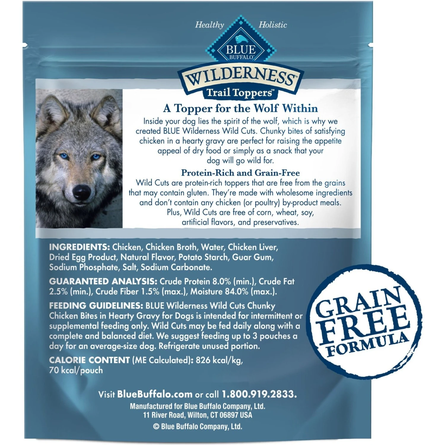 Blue Buffalo Wilderness Trail Toppers Wild Cuts Chunky Chicken Bites In Hearty Gravy Grain-Free Dog Food Topper 2 Blue Buffalo Wilderness Trail Toppers Wild Cuts Chunky Chicken Bites In Hearty Gravy Grain-Free Dog Food Topper - Image 2
