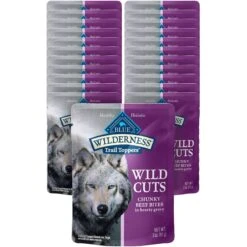 Blue Buffalo Wilderness Trail Toppers Wild Cuts Chunky Beef Bites In Hearty Gravy Grain-Free Dog Food Topper