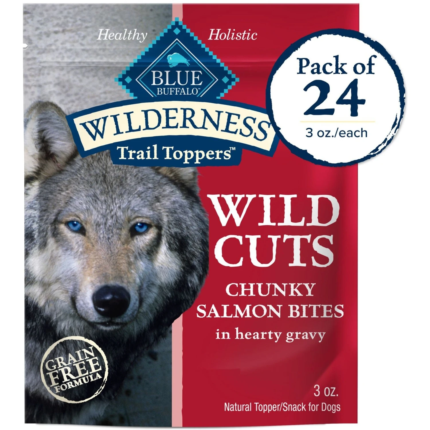 Blue Buffalo Wilderness Trail Toppers Wild Cuts Chunky Salmon Bites In Hearty Gravy Grain-Free Dog Food Topper 1 Blue Buffalo Wilderness Trail Toppers Wild Cuts Chunky Salmon Bites In Hearty Gravy Grain-Free Dog Food Topper