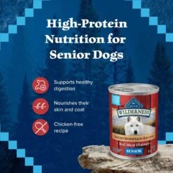 Blue Buffalo Wilderness Rocky Mountain Recipe Red Meat Dinner Senior Grain-Free Canned Dog Food -Blue Buffalo 84154 PT3. AC SS1800 V1646795531