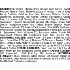 Blue Buffalo Freedom Indoor Mature Chicken Recipe Grain-Free Canned Cat Food -Blue Buffalo 84179 PT2. AC SS1800 V1585084852