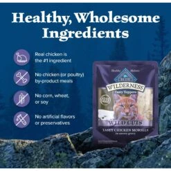 Blue Buffalo Wilderness Tasty Toppers Wild Cuts Tasty Chicken Morsels In Savory Gravy Grain-Free Cat Food Topper -Blue Buffalo 84183 PT5. AC SS1800 V1646790229