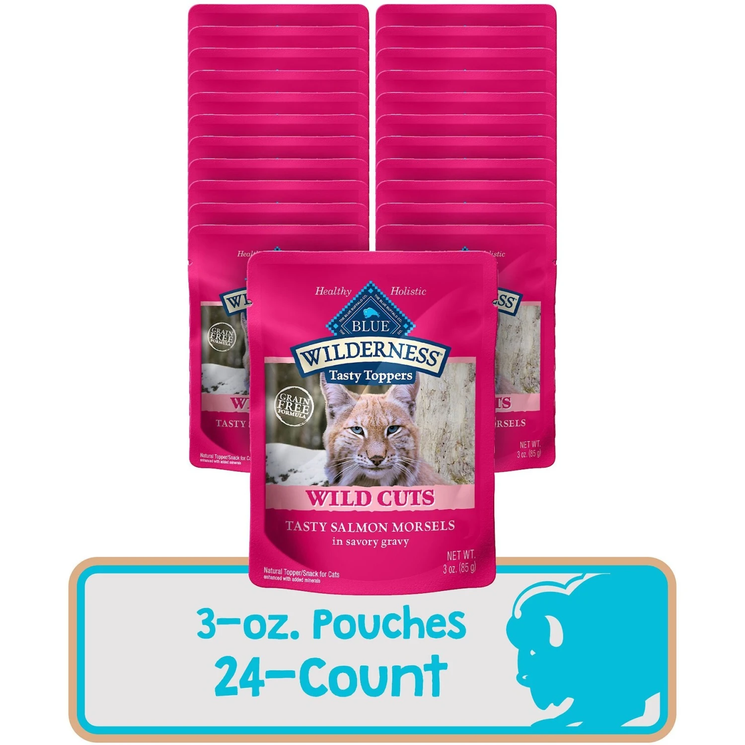 Blue Buffalo Wilderness Tasty Toppers Wild Cuts Tasty Salmon Morsels In Savory Gravy Grain-Free Cat Food Topper 2 Blue Buffalo Wilderness Tasty Toppers Wild Cuts Tasty Salmon Morsels In Savory Gravy Grain-Free Cat Food Topper - Image 2