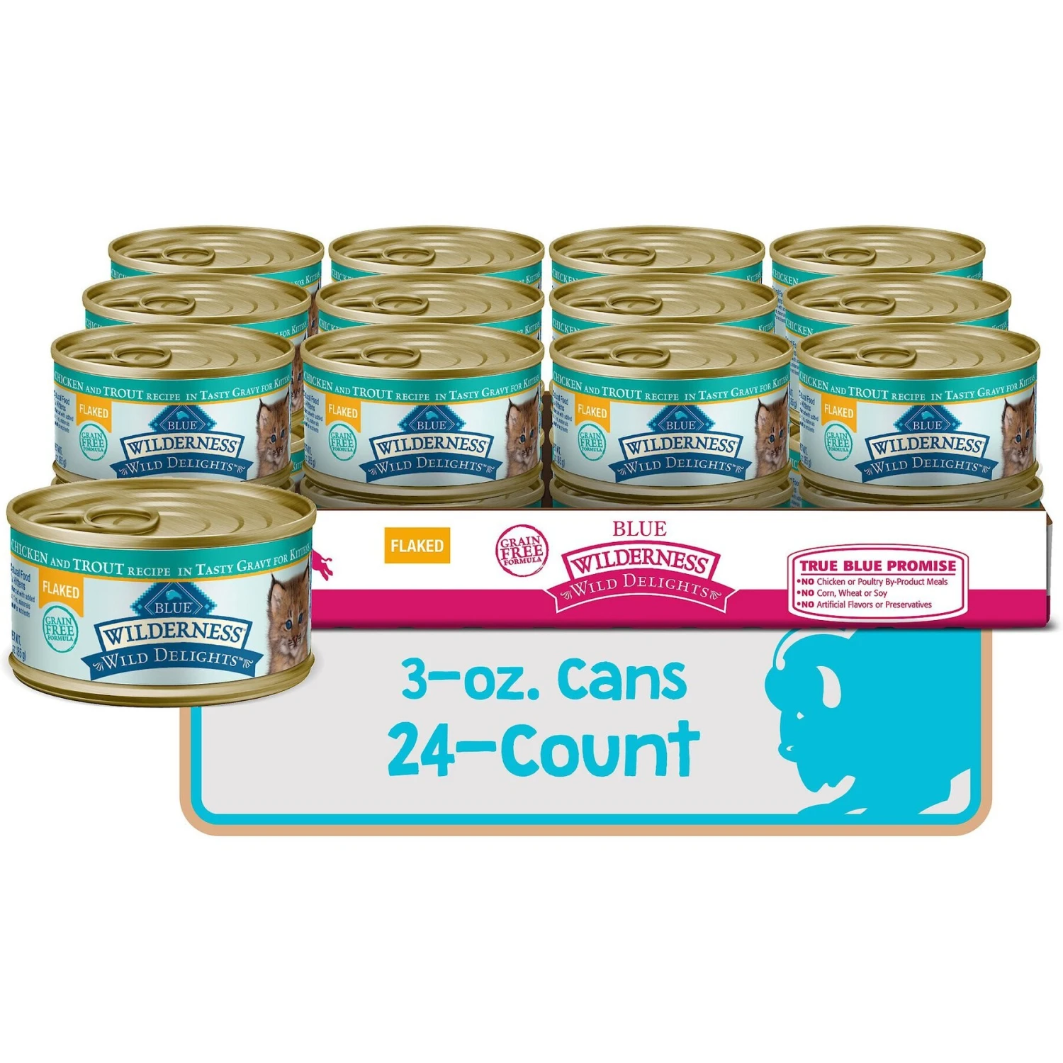 Blue Buffalo Wilderness Wild Delights Flaked Chicken & Trout In Tasty Gravy For Kittens Grain-Free Canned Cat Food 2 Blue Buffalo Wilderness Wild Delights Flaked Chicken & Trout In Tasty Gravy For Kittens Grain-Free Canned Cat Food - Image 2