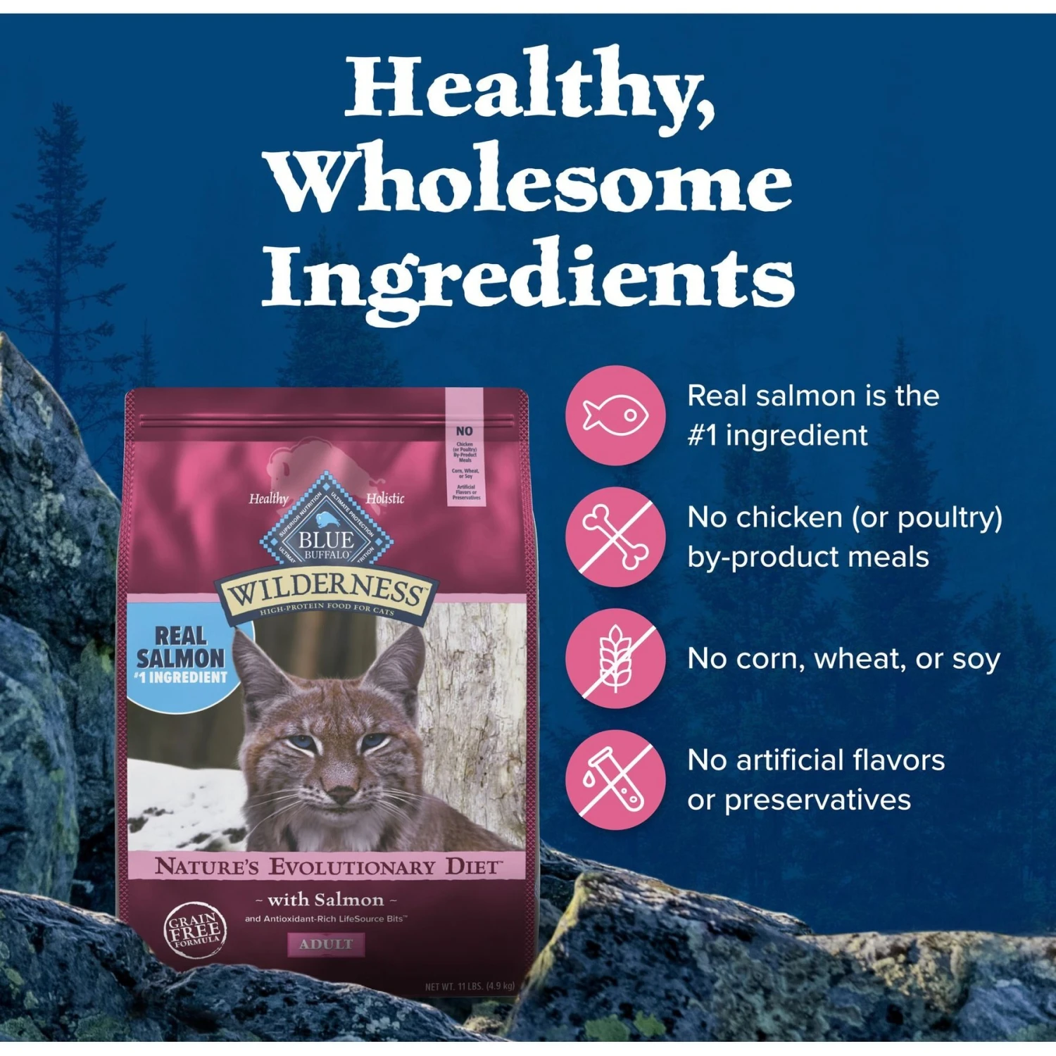 Blue Buffalo Wilderness Salmon Recipe Grain-Free Dry Cat Food 6 Blue Buffalo Wilderness Salmon Recipe Grain-Free Dry Cat Food - Image 6