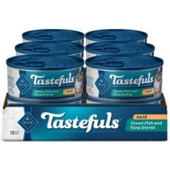 Blue Buffalo Tastefuls Natural Pate Ocean Fish & Tuna Wet Cat Food, 5.5-oz Can, Case Of 12