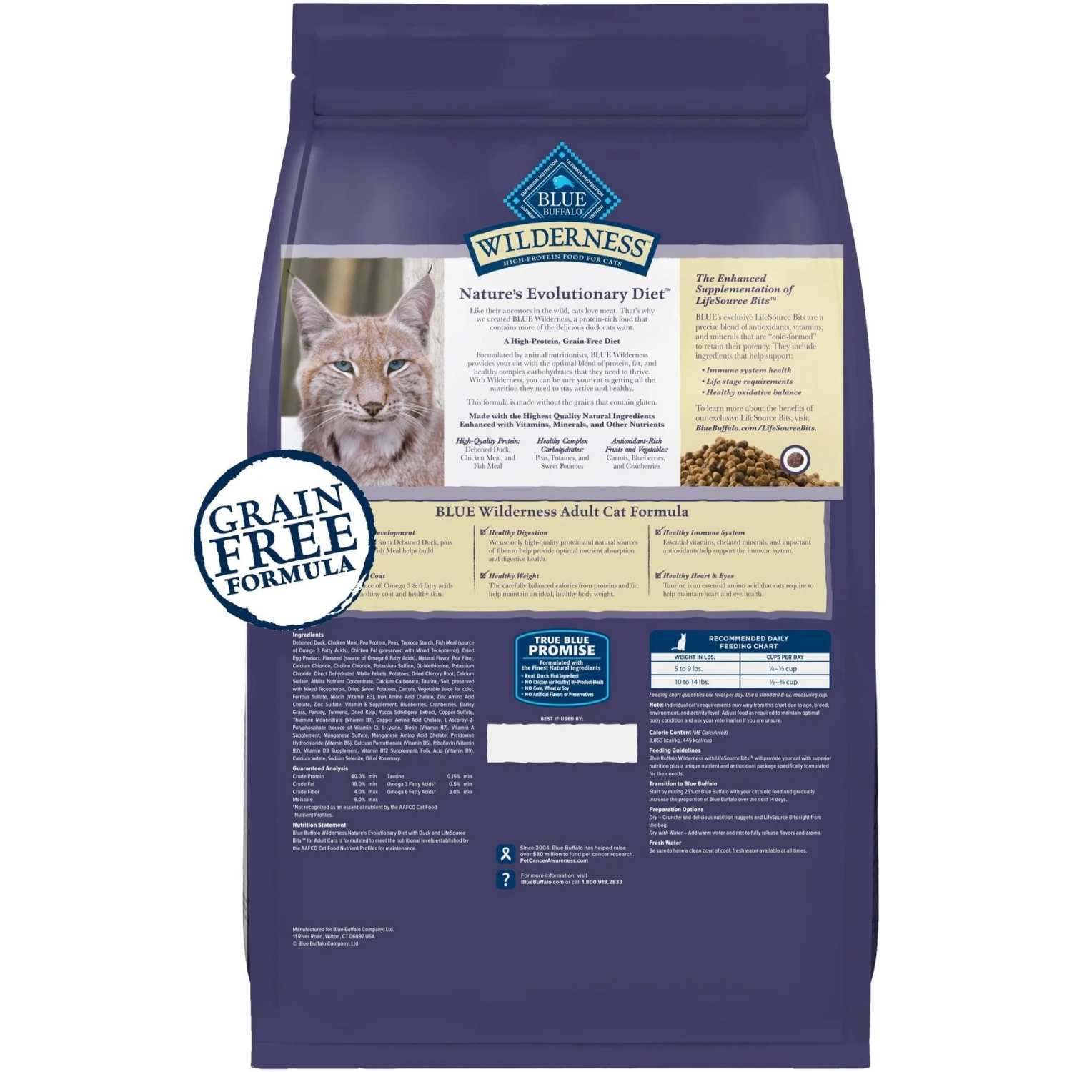 Blue Buffalo Wilderness High Protein Natural Grain-Free Chicken Adult Dry Cat Food, 4-lb Bag 2 Blue Buffalo Wilderness High Protein Natural Grain-Free Chicken Adult Dry Cat Food, 4-lb Bag - Image 2