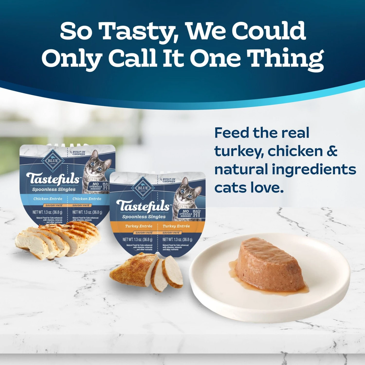 Blue Buffalo Tastefuls Spoonless Singles Chicken & Turkey Entree Variety Pack Adult Pate Wet Cat Food, 2.6-oz Twin Pack, Case Of 12 3 Blue Buffalo Tastefuls Spoonless Singles Chicken & Turkey Entree Variety Pack Adult Pate Wet Cat Food, 2.6-oz Twin Pack, Case Of 12 - Image 3
