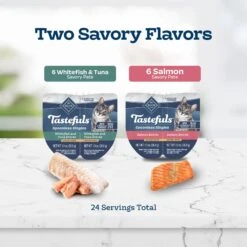 Blue Buffalo Tastefuls Spoonless Singles Whitefish, Tuna & Salmon Entree Variety Pack Adult Pate Wet Cat Food, 2.6-oz Twin Pack, Case Of 12 -Blue Buffalo 954222 PT3. AC SS1800 V1695051957