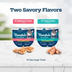 Blue Buffalo Tastefuls Savory Singles Salmon & Tuna Entree Variety Pack Adult Cuts In Gravy Wet Cat Food, 2.6-oz Twin Pack, Case Of 12 -Blue Buffalo 954238 PT3. AC SS1800 V1695051590