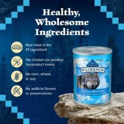 Blue Buffalo Wilderness Denali Dinner With Wild Salmon, Venison & Halibut Grain-Free Canned Dog Food -Blue Buffalo 95954 PT5. AC SS1800 V1604359000