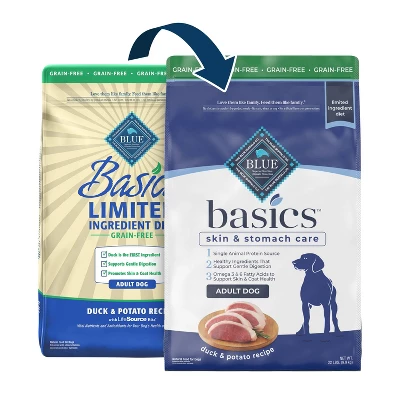 Blue Buffalo Basics Skin & Stomach Care Grain Free Natural Duck & Potato Adult Dry Dog Food - 22lbs 1 Blue Buffalo Basics Skin & Stomach Care Grain Free Natural Duck & Potato Adult Dry Dog Food - 22lbs