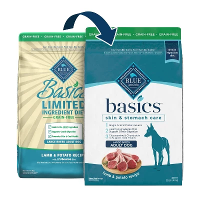 Blue Buffalo Basics Skin & Stomach Care, Grain Free Natural Lamb & Potato Recipe Large Breed Dry Dog Food - 22lbs 1 Blue Buffalo Basics Skin & Stomach Care, Grain Free Natural Lamb & Potato Recipe Large Breed Dry Dog Food - 22lbs