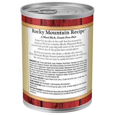 12ct Blue Buffalo Wilderness Grain Free Wet Dog Food Rocky Mountain Recipe Red Meat Beef Flavor Dinner - 12.5oz/12ct Pack 3 12ct Blue Buffalo Wilderness Grain Free Wet Dog Food Rocky Mountain Recipe Red Meat Beef Flavor Dinner - 12.5oz/12ct Pack - Image 3