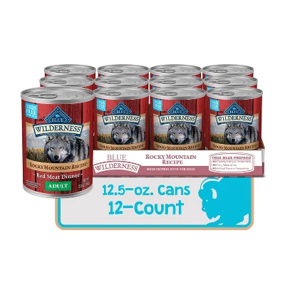12ct Blue Buffalo Wilderness Grain Free Wet Dog Food Rocky Mountain Recipe Red Meat Beef Flavor Dinner - 12.5oz/12ct Pack 1 12ct Blue Buffalo Wilderness Grain Free Wet Dog Food Rocky Mountain Recipe Red Meat Beef Flavor Dinner - 12.5oz/12ct Pack