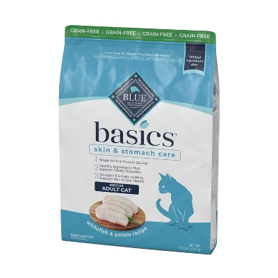Blue Buffalo Basics Skin & Stomach Care Grain Free Natural Indoor With Fish & Potato Adult Dry Cat Food - 11lbs 7 Blue Buffalo Basics Skin & Stomach Care Grain Free Natural Indoor With Fish & Potato Adult Dry Cat Food - 11lbs - Image 7