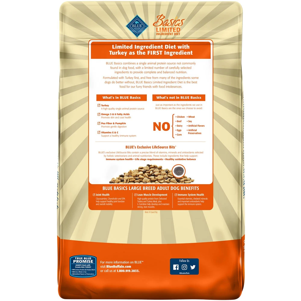 Blue Buffalo Basics Limited Ingredient Diet Turkey & Potato Recipe Large Breed Adult Dry Dog Food (24 Lb) 2 Blue Buffalo Basics Limited Ingredient Diet Turkey & Potato Recipe Large Breed Adult Dry Dog Food (24 Lb) - Image 2