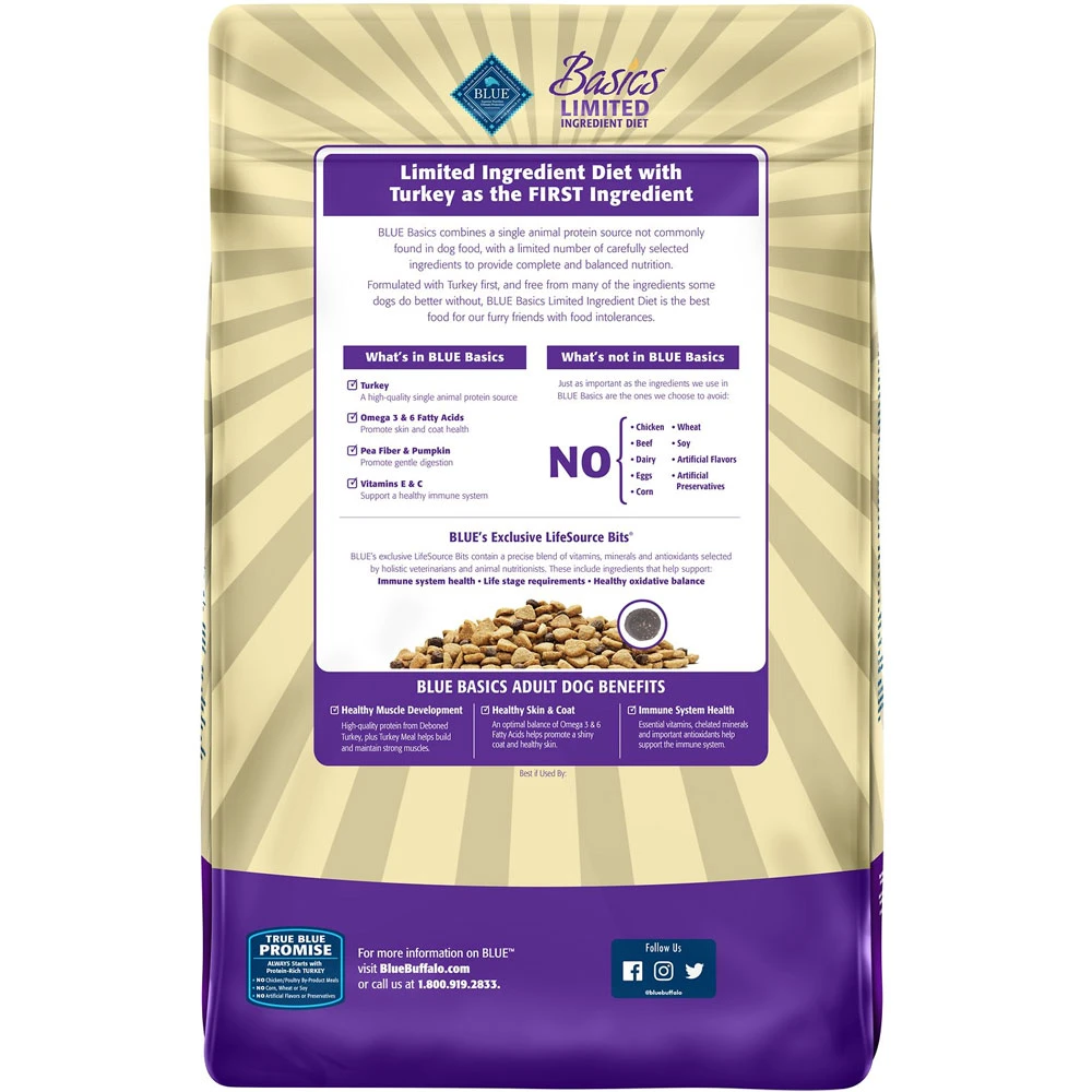 Blue Buffalo Basics Limited Ingredient Formula Turkey & Potato Recipe Adult Dry Dog Food (11 Lb) 2 Blue Buffalo Basics Limited Ingredient Formula Turkey & Potato Recipe Adult Dry Dog Food (11 Lb) - Image 2