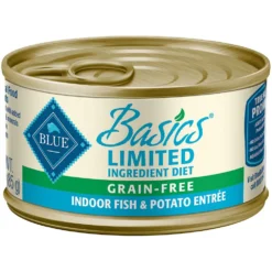 Blue Buffalo Basics Limited Ingredient Grain-Free Indoor Fish & Potato Entree Adult Canned Cat Food (3oz X 24)