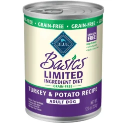 Blue Buffalo Basics Limited Ingredient Grain-Free Turkey & Potato Recipe Canned Dog Food (12.4oz X 12)