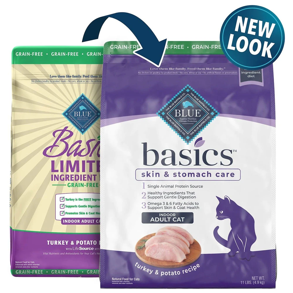 Blue Buffalo Basics Skin & Stomach Care Grain-Free Turkey & Potato Recipe Indoor Adult Dry Cat Food, 11-lb Bag 2 Blue Buffalo Basics Skin & Stomach Care Grain-Free Turkey & Potato Recipe Indoor Adult Dry Cat Food, 11-lb Bag - Image 2