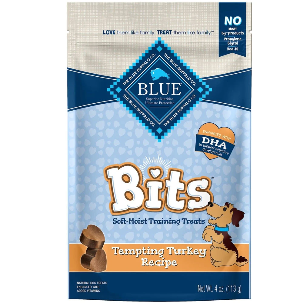 Blue Buffalo Blue Bits Tempting Turkey Recipe Soft-Moist Training Dog Treats, 4-oz Bag 1 Blue Buffalo Blue Bits Tempting Turkey Recipe Soft-Moist Training Dog Treats, 4-oz Bag