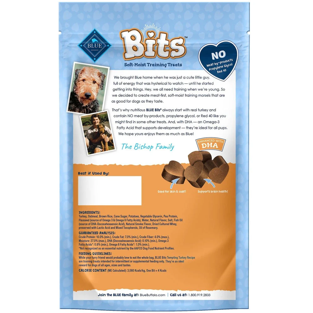 Blue Buffalo Blue Bits Tempting Turkey Recipe Soft-Moist Training Dog Treats, 4-oz Bag 2 Blue Buffalo Blue Bits Tempting Turkey Recipe Soft-Moist Training Dog Treats, 4-oz Bag - Image 2
