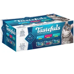 Blue Buffalo Tastefuls Tuna, Chicken, Fish & Shrimp Entrees Variety Pack Flaked Wet Cat Food, 3-oz, Case Of 24