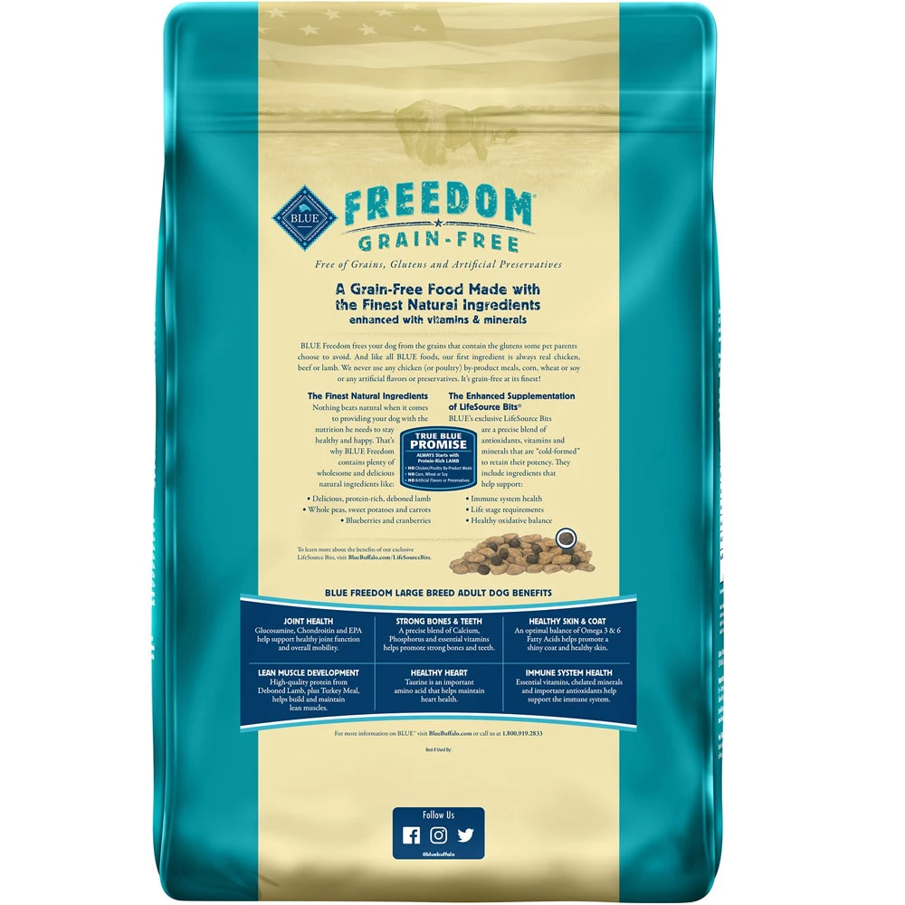 Blue Buffalo Freedom Large Breed Adult Lamb Recipe Grain-Free Dry Dog Food (24 Lb) 2 Blue Buffalo Freedom Large Breed Adult Lamb Recipe Grain-Free Dry Dog Food (24 Lb) - Image 2