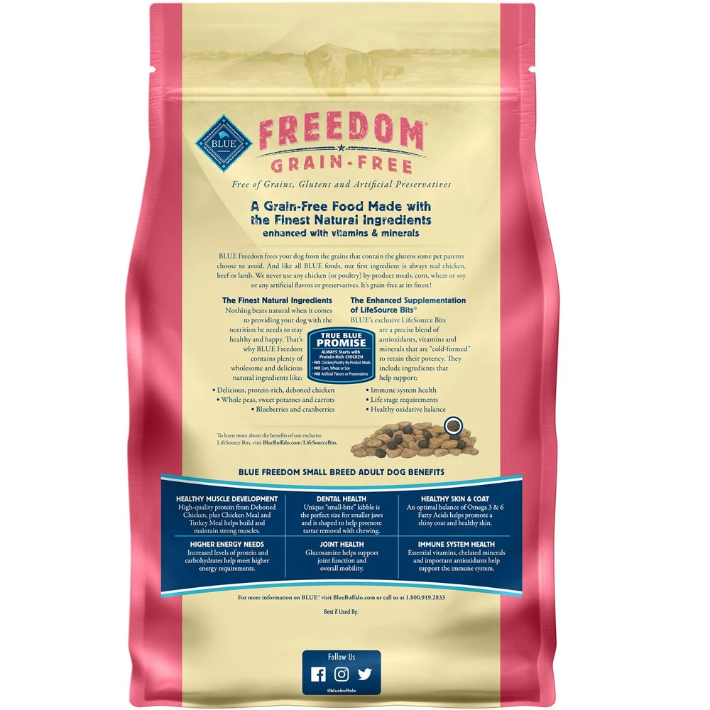 Blue Buffalo Freedom Small Breed Adult Chicken Recipe Grain-Free Dry Dog Food (11 Lb) 2 Blue Buffalo Freedom Small Breed Adult Chicken Recipe Grain-Free Dry Dog Food (11 Lb) - Image 2