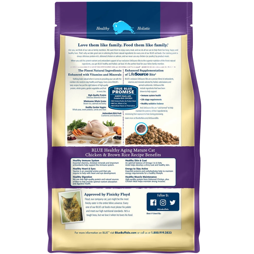 Blue Buffalo Healthy Aging Chicken & Brown Rice Recipe Mature Dry Cat Food (7 Lb) 2 Blue Buffalo Healthy Aging Chicken & Brown Rice Recipe Mature Dry Cat Food (7 Lb) - Image 2