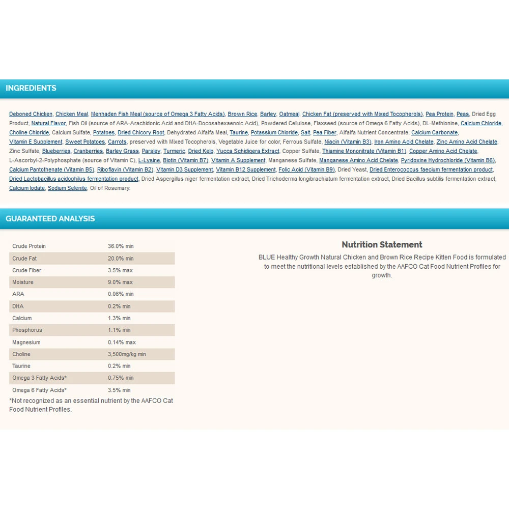 Blue Buffalo Healthy Growth Kitten Chicken & Brown Rice Recipe (7 Lb) 3 Blue Buffalo Healthy Growth Kitten Chicken & Brown Rice Recipe (7 Lb) - Image 3