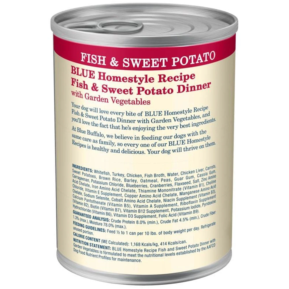 Blue Buffalo Homestyle Recipe Fish & Sweet Potato With Garden Vegetables & Brown Rice Canned Dog Food (12.5oz X 12) 2 Blue Buffalo Homestyle Recipe Fish & Sweet Potato With Garden Vegetables & Brown Rice Canned Dog Food (12.5oz X 12) - Image 2