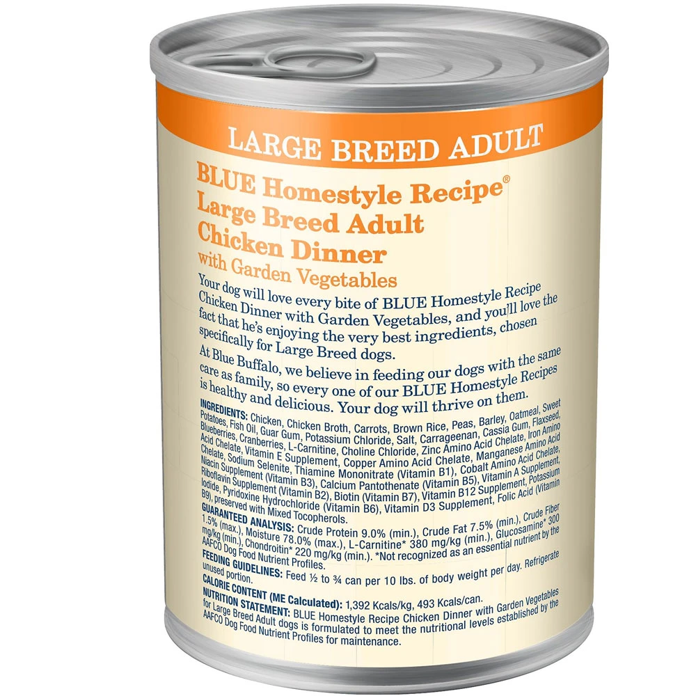 Blue Buffalo Homestyle Recipe Large Breed Chicken Dinner With Garden Vegetables Canned Dog Food (12.5oz X 12) 2 Blue Buffalo Homestyle Recipe Large Breed Chicken Dinner With Garden Vegetables Canned Dog Food (12.5oz X 12) - Image 2