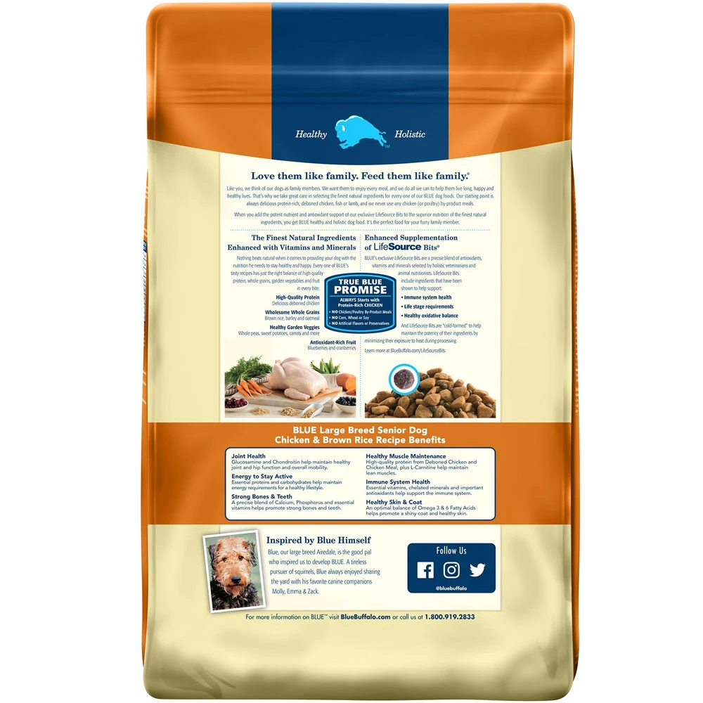 Blue Buffalo Life Protection Formula Large Breed Senior Chicken & Brown Rice Recipe Dry Dog Food (30 Lb) 2 Blue Buffalo Life Protection Formula Large Breed Senior Chicken & Brown Rice Recipe Dry Dog Food (30 Lb) - Image 2