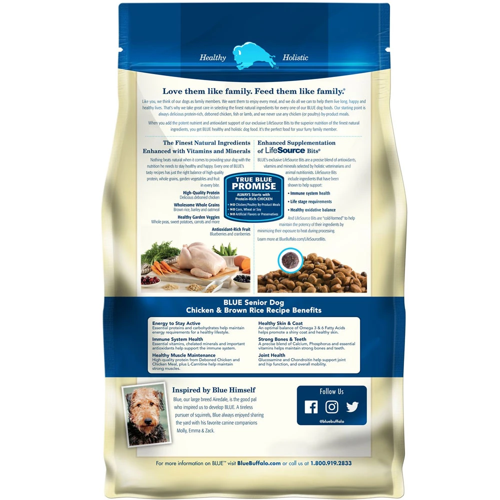 Blue Buffalo Life Protection Formula Senior Chicken & Brown Rice Recipe Dry Dog Food (15 Lb) 2 Blue Buffalo Life Protection Formula Senior Chicken & Brown Rice Recipe Dry Dog Food (15 Lb) - Image 2