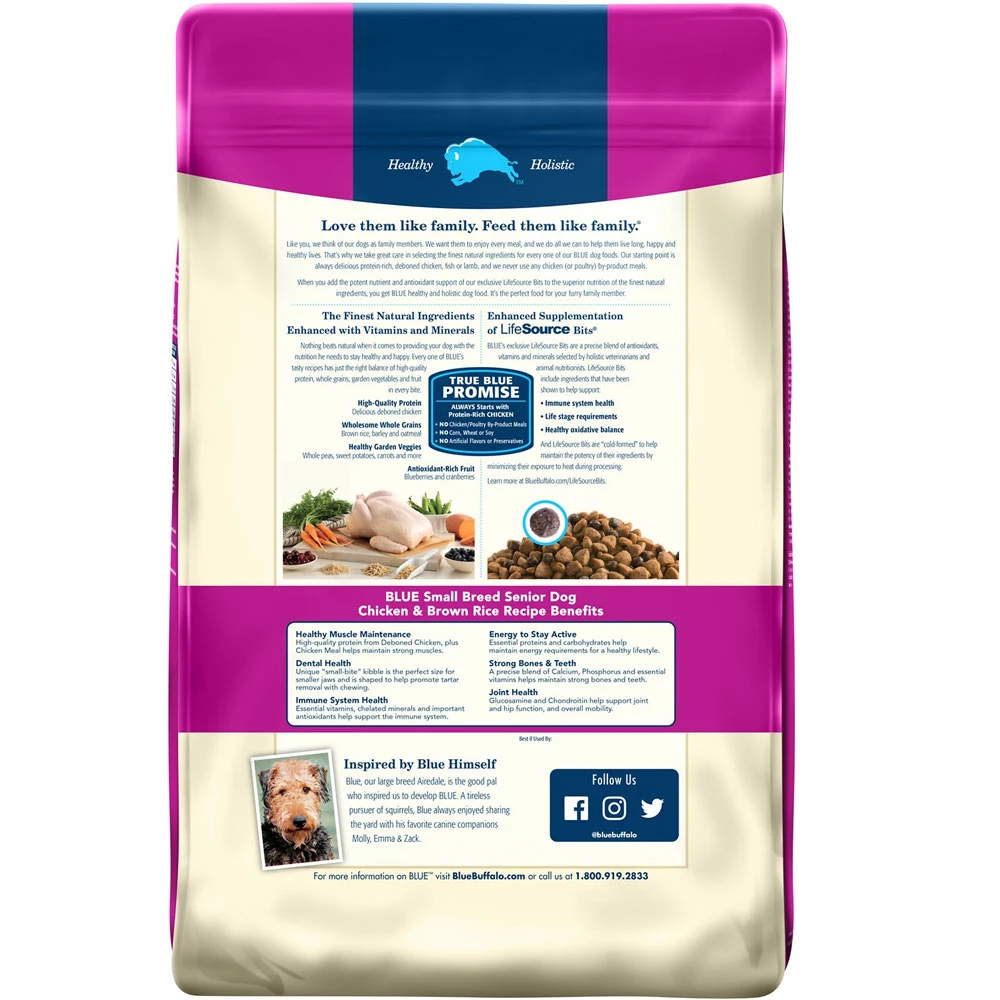 Blue Buffalo Life Protection Formula Small Breed Senior Chicken & Brown Rice Recipe Dry Dog Food (6 Lb) 2 Blue Buffalo Life Protection Formula Small Breed Senior Chicken & Brown Rice Recipe Dry Dog Food (6 Lb) - Image 2