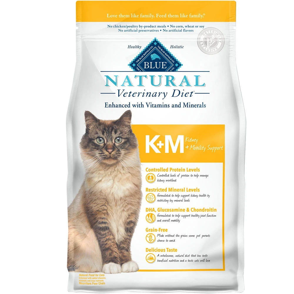 Blue Buffalo Natural Veterinary Diet - KM Kidney + Mobility Support Dry Cat Food (4x7 Lb) 1 Blue Buffalo Natural Veterinary Diet - KM Kidney + Mobility Support Dry Cat Food (4x7 Lb)