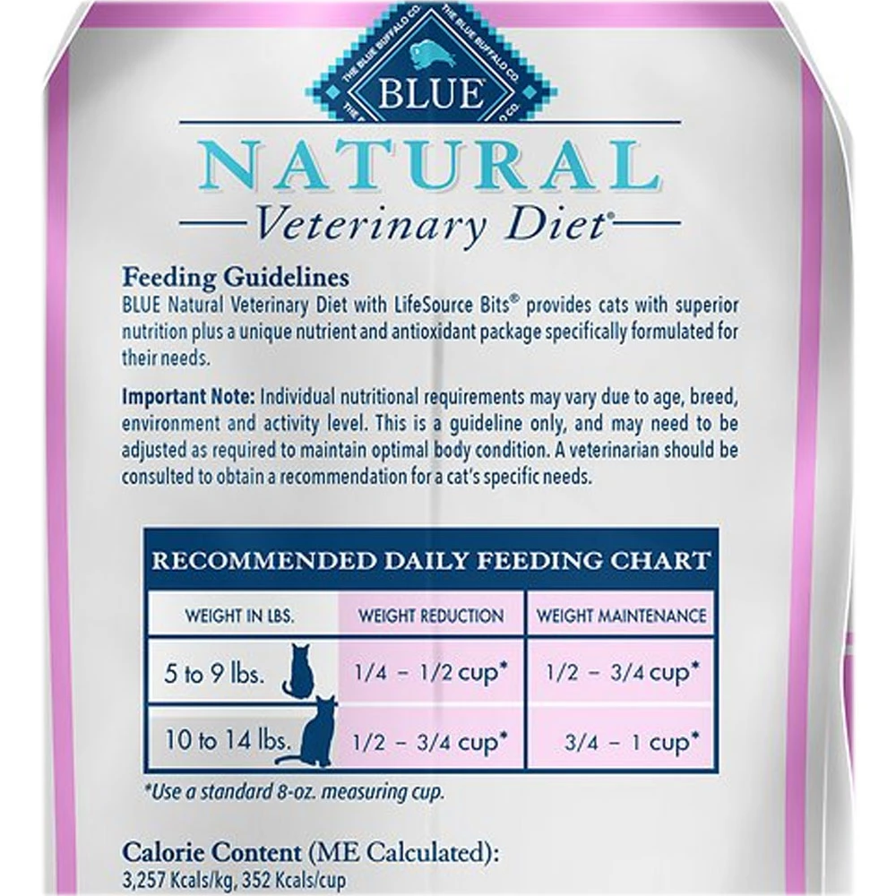 Blue Buffalo Natural Veterinary Diet - W+U Weight Management + Urinary Care Dry Cat Food (4x6.5 Lb) 2 Blue Buffalo Natural Veterinary Diet - W+U Weight Management + Urinary Care Dry Cat Food (4x6.5 Lb) - Image 2