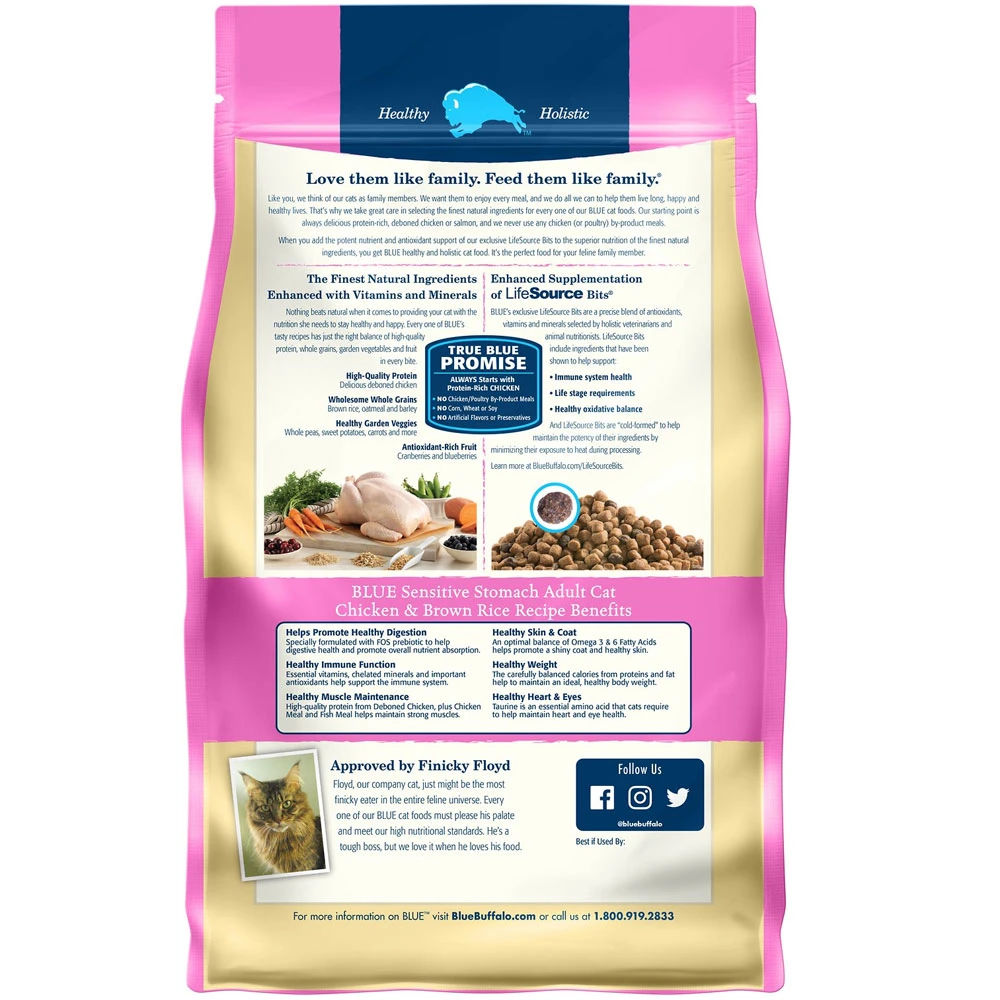 Blue Buffalo Sensitive Stomach Chicken Recipe Adult Dry Cat Food (7 Lb) 2 Blue Buffalo Sensitive Stomach Chicken Recipe Adult Dry Cat Food (7 Lb) - Image 2
