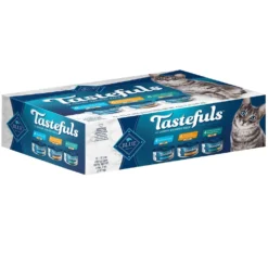 Blue Buffalo Tastefuls Chicken, Turkey & Chicken & Ocean Fish & Tuna Entrees Variety Pack Pate Wet Cat Food, 5.5-oz Can, Case Of 12
