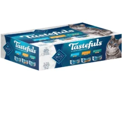 Blue Buffalo Tastefuls Chicken, Turkey & Chicken & Ocean Fish & Tuna Entrees Variety Pack Pate Wet Cat Food (5.5oz X 12)