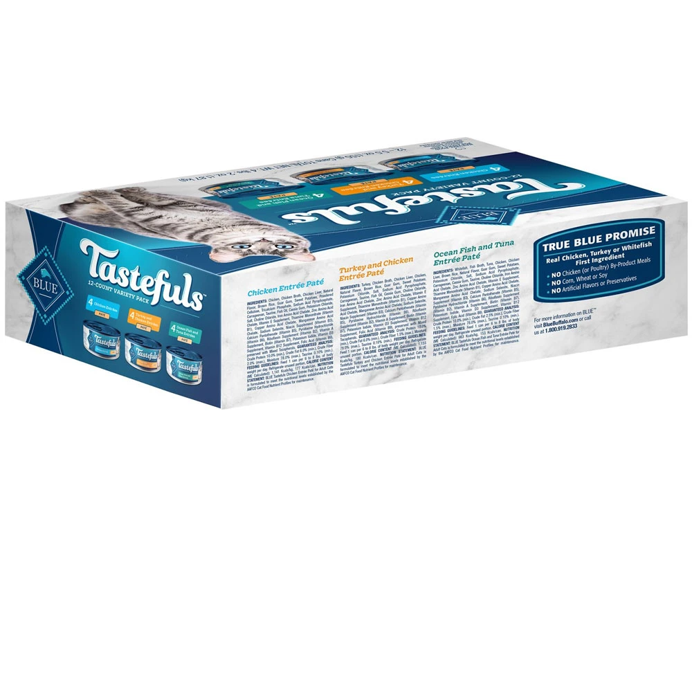 Blue Buffalo Tastefuls Chicken, Turkey & Chicken & Ocean Fish & Tuna Entrees Variety Pack Pate Wet Cat Food (5.5oz X 12) 6 Blue Buffalo Tastefuls Chicken, Turkey & Chicken & Ocean Fish & Tuna Entrees Variety Pack Pate Wet Cat Food (5.5oz X 12) - Image 6