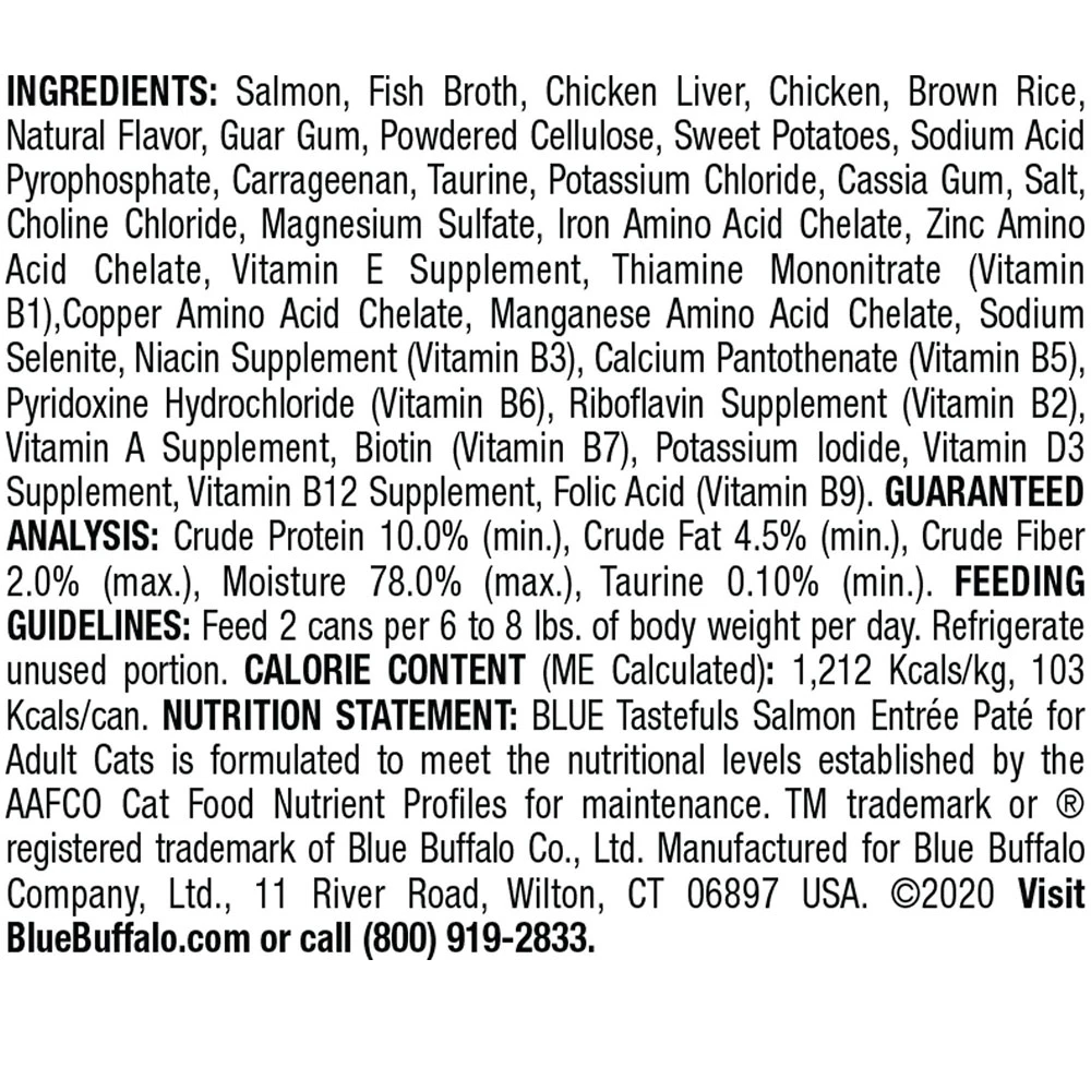 Blue Buffalo Tastefuls Salmon Entree Pate Wet Cat Food (5.5oz X 12) 3 Blue Buffalo Tastefuls Salmon Entree Pate Wet Cat Food (5.5oz X 12) - Image 3