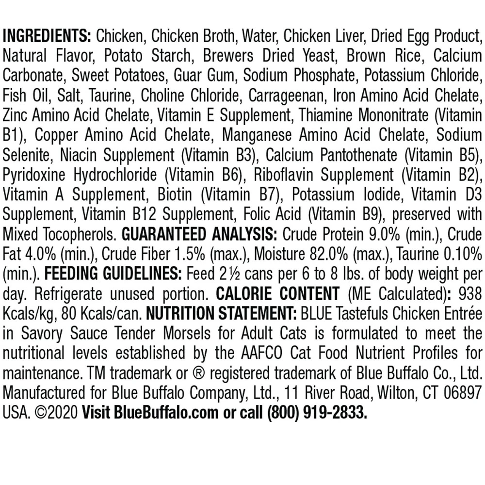 Blue Buffalo Tastefuls Tender Morsels Chicken Entree Wet Cat Food (5.5 Oz X 12) 4 Blue Buffalo Tastefuls Tender Morsels Chicken Entree Wet Cat Food (5.5 Oz X 12) - Image 4